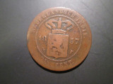 Indiile Olandeze de Est _ 2 1/2 cents _ 1857 _ moneda din cupru, Asia, Cupru (arama)