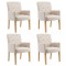 Scaune de bucatarie cu brate, 4 buc., bej, material textil