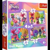 PUZZLES 4IN1 TROLII AVENTURILE TROLILOR COLORATI, Trefl
