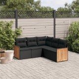 Cumpara ieftin Gossi set mobilier de gradina cu perne, 5 piese, negru, poliratan