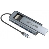Hub USB-C BlitzWolf BW-Neo TH13, 3 x USB-A 3.0 - 1 x USB-C - 1 x Display Port - 1 x Interfata SSD, Gri