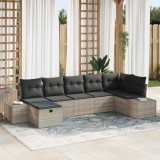 VidaXL Set de canapele pentru grădină 7 pcs Gri deschis Rattan poli 3359401