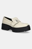 HUGO mocasini Kris femei, culoarea bej, cu platforma, 50538616