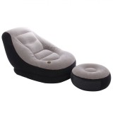 Cumpara ieftin Sezlong gonflabil IDL King Relax , Dimensiune 130 x 99 x 76 cm , Material PVC , Culoare Gri-Negru , Valva 2-1 integrata pentru umflare si dezumflare r