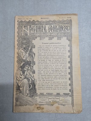 Neamul Rom&amp;acirc;nesc nr. 42/06.04.1908 - N. Iorga foto