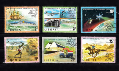 A12 S2 9 - Timbre foarte vechi - Liberia - aniversarea uniunii postale 100 ani foto