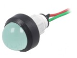 Lampă LED convexă verde 24VDC 24VAC &Oslash;13mm plastic