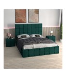 Pat Ven03 Verde +Noptiere Tapitate+ Saltea Lux Ortopedica 140x200cm