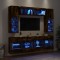 vidaXL Comode TV de perete cu lumini LED, 6 piese, stejar fumuriu