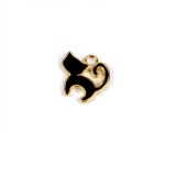 Pandantiv decorativ metalic 12 x 12 mm Pisica neagra, Crisalida