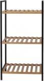 Raft de Depozitare cu 3 Nivele, Cadru Metalic si Bambus, Design Modern