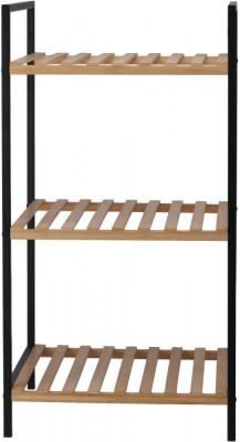 Raft de Depozitare cu 3 Nivele, Cadru Metalic si Bambus, Design Modern foto