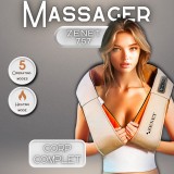 Aparat Masaj Cervical Gat Spate ZENET-757, Incalzire, Shiatsu 3D, Bej - Relaxare Musculara Profunda, Uz Casnic/Birou