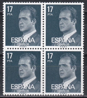 Spania 1984 - Regele Juan Carlos I - Noua valoare, Bloc de 4, MNH foto