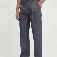 Pepe Jeans pantaloni RELAXED PLEATED LINEN PANTS barbati, culoarea gri, cu fason chinos, PM211700