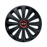 Cumpara ieftin Set 4 capace roti Negre Cu Inel Rosu Trend R16 pentru gama auto Mini, Autohelix MSA