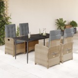 vidaXL Set mobilier pentru grădină, 5 piese, cu perne, bej, poliratan 3212394