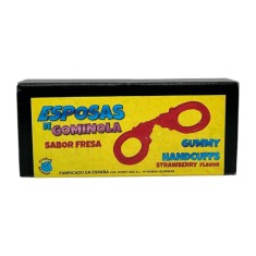 Cătușe din jeleu DIVERTY SEX Gummy Handcuffs, pentru jocuri erotice &icirc;n cuplu, cu gust de căpșuni, culoare roșu
