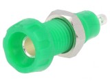 Soclu banană verde 4mm 10A 50VDC, DELTRON