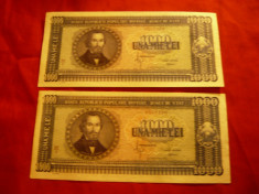 2 Bancnote 1000 lei 1950 20 sept. 1950 RPR ,serii consecutive, cal. necirculat foto