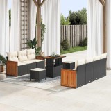 vidaXL Set de canapele pentru grădină 10 pcs Negru și Crem
