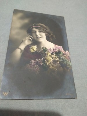 CARTE POSTALA FELICITARE INTERBELICA CIRCULATA IN ROMANIA CARANSEBES foto