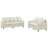 Cumpara ieftin Set de canapele cu perne, 2 piese, crem, catifea