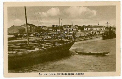 2142 - BRAILA, Harbor, ships, Romania - old postcard - used - 1918 foto