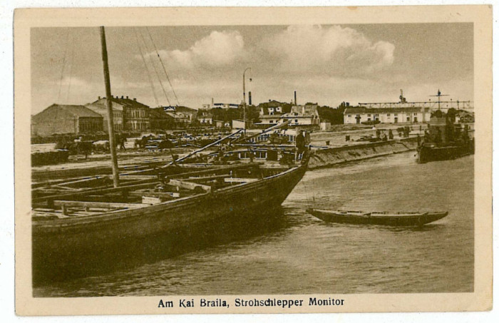 2142 - BRAILA, Harbor, ships, Romania - old postcard - used - 1918