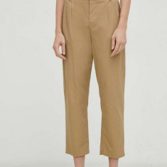 Drykorn pantaloni Dispatch femei, culoarea maro, drept, high waist