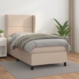 vidaXL Pat box spring cu saltea, cappuccino, 90x190 cm piele ecologică 3128948