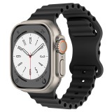 Curea compatibila Apple Watch, pentru Ultra, Ultra 2, SE, 9/8/7/6/5/4/3/2/1 - 42/44/45/49MM, Silicon Moale, Ocean Band, LUVLU&trade;, Negru
