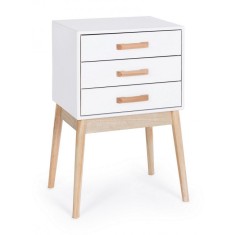 Comoda 3 sertare lemn alb natur Ordinary 43x30x68 cm