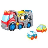 Camion de transport cu 2 mașinuțe, Efecte sonore și lumini, Roșu, CMCLASS