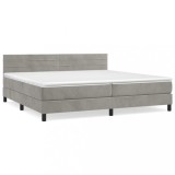 Cumpara ieftin Pat box spring cu saltea, gri deschis, 200x200 cm, catifea