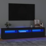 VidaXL Comodă TV cu lumini LED, negru, 180x35x40 cm