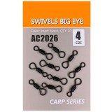 Vartej Rolling Orange Swivels Big Eye Negru Mat Ochet Mare, No.7, 10buc/pac