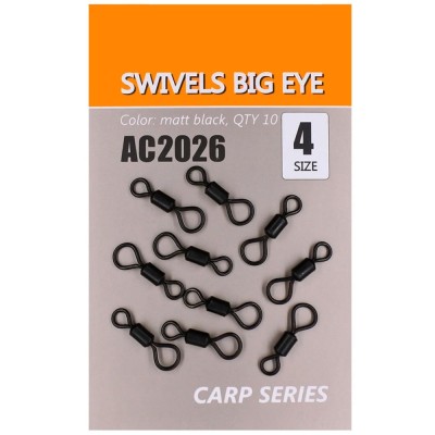 Vartej Rolling Orange Swivels Big Eye Negru Mat Ochet Mare, No.7, 10buc/pac foto