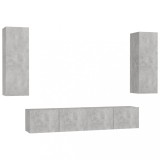 Cumpara ieftin Set dulapuri TV, 4 piese, gri beton, lemn prelucrat