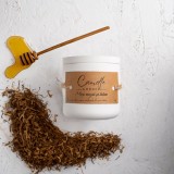 Cumpara ieftin Set lumanare parfumata Miere neagra si tutun, suport lumanare, accesoriu elegant pentru stins lumanarea si foarfeca de taiat fitil lumanare