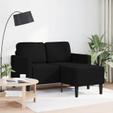 Gossi canapea cu 2 locuri cu sezlong in forma de l tesatura neagra