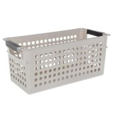Cos de depozitare perforat cu manere, Neirini, Taupe, 29 x 14 x 13 cm
