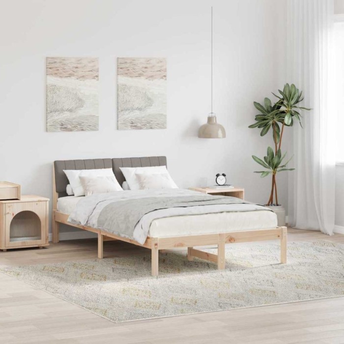 vidaXL Cadru de pat Maroniu și taupe 120 x 190 cm Lemn masiv de pin 878697