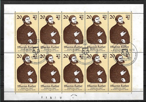 B3575 - Germania DDR 1982 - Luther PF x10,stampilat prima zi