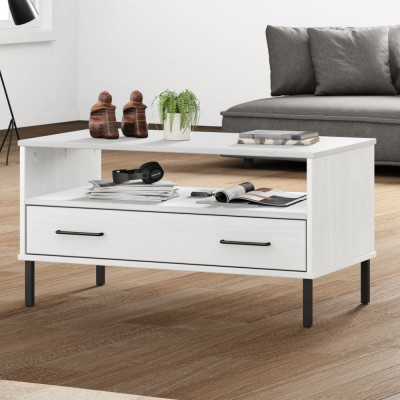 Gossi masuta cafea picioare metalice alb 85x50x45cm lemn masiv &amp;quot;oslo&amp;quot; foto
