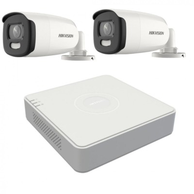 Kit de supraveghere Hikvision 2 camere 5MP ColorVu, Color noaptea 40m, DVR cu 4 canale 5MP SafetyGuard Surveillance foto