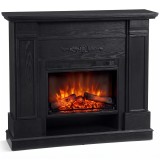 HOMCOM Șemineu electric de podea/&icirc;ncastrat, cu ramă și raft pentru TV 55 inch, 1800W, efect flacără 3D, timer, negru | Aosom Romania