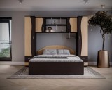 Cumpara ieftin Dormitor Tineret Wenge Mesteacan, 4 Piese: Dulap, Pat 144x204, Rafturi, Sertare. Set Mobila Dormitor 227x51x200 cm