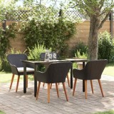 VidaXL Set de dining pentru grădină , 5 piese, Negru, Rattan Poly