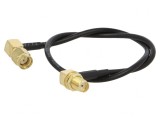 Cablu RF 50&Omega; 0.3m RP-SMA Tată la SMA Soclu Negru &icirc;n Unghi